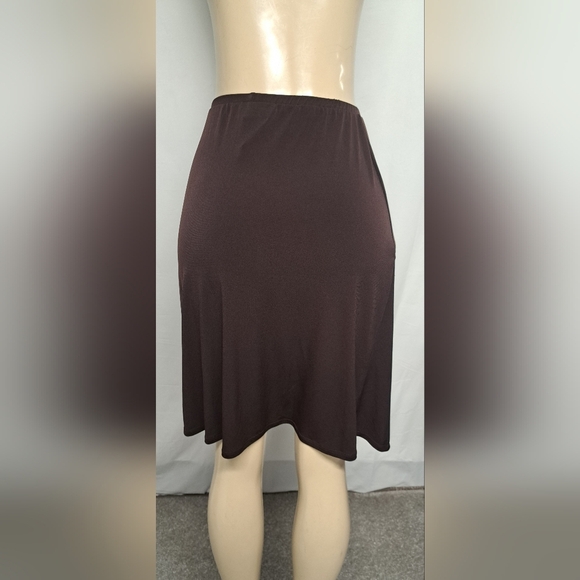 George Stretch Brown Skirt M 8-10 Slinky Stretch Knit Elastic Waist Pull On - Picture 3 of 6